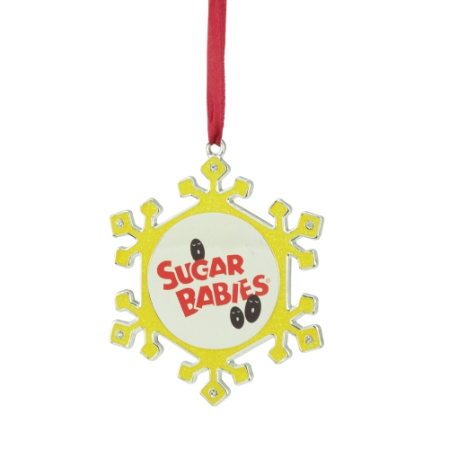 Décoration de Noël avec logo bonbon, flocon de neige jaune et rouge, 3.5 po