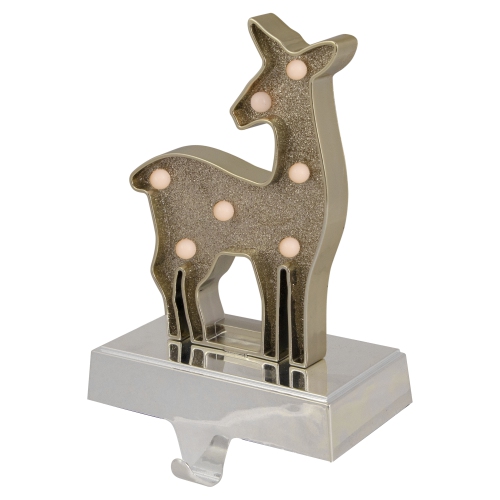 Gold LED Lighted Snowflake Christmas Stocking Holder 7.5"