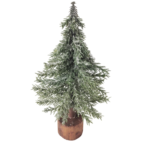NORTHLIGHT  10.5" Frosted Icy Pine Tree With Jute Base Christmas Decoration