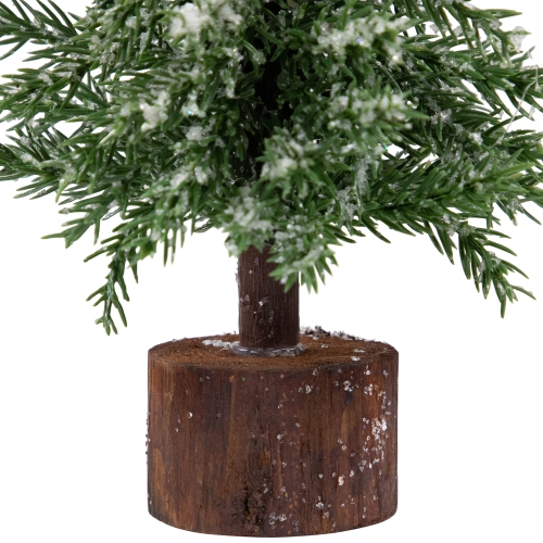 10.5" Frosted Icy Pine Tree with Jute Base Christmas Decoration