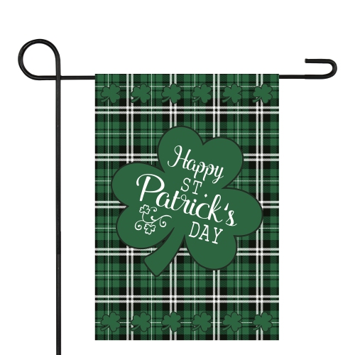Happy St. Patrick's Day Plaid Outdoor Garden Flag 12.5" x 18"