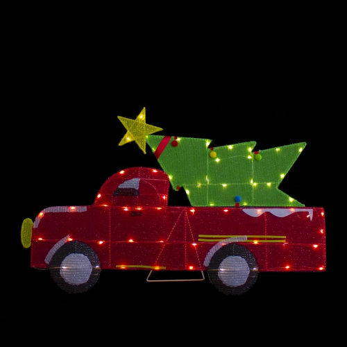 Camion rouge illuminé à DEL de 36 po avec décoration extérieure d'arbre de Noël