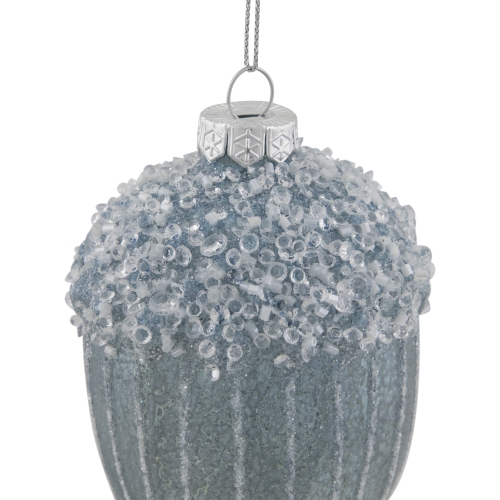 4.5" Blue Glittered Mercury Glass Pine Cone Christmas Ornament