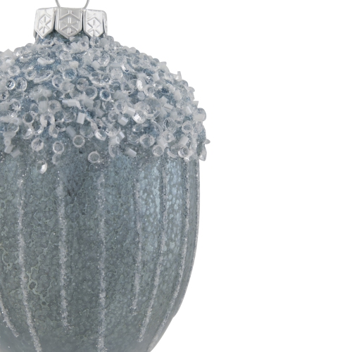 4.5" Blue Glittered Mercury Glass Pine Cone Christmas Ornament