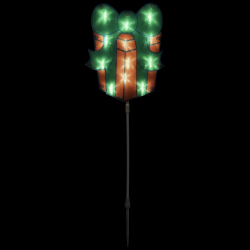 Set of 3 Lighted Holographic Christmas Gift Box Pathway Markers 4.75'