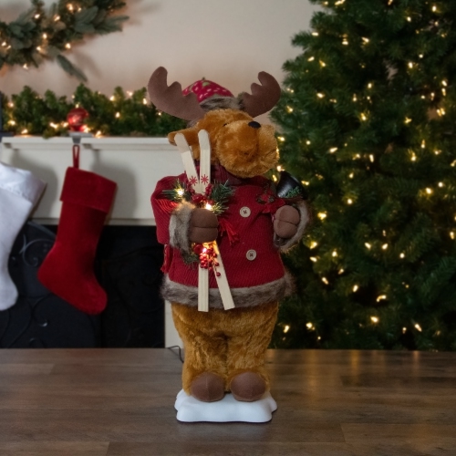 24" Lighted and Animated Musical Moose Christmas Figure