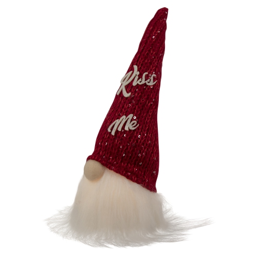 11.5" Lighted Red Knit 'Kiss Me' Hat Valentine's Day Gnome