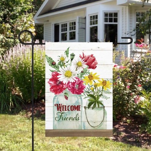 Welcome Friends Spring Bouquet Outdoor Garden Flag 12.5" x 18"