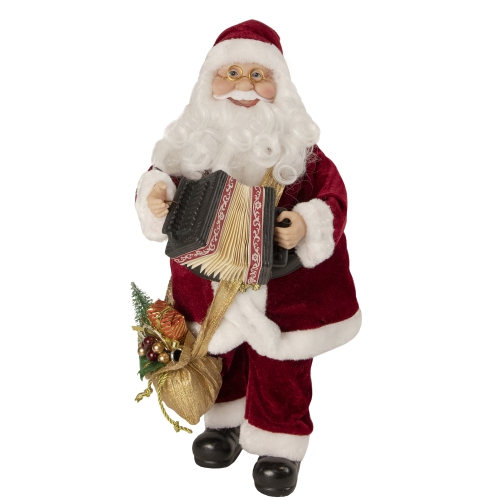 18" Battery Operated Animated & Musical Standing Santa Claus Christmas Figure with Accordion