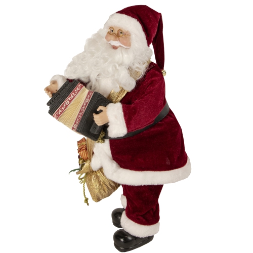 18" Battery Operated Animated & Musical Standing Santa Claus Christmas Figure with Accordion