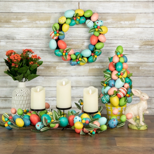 Colorful Easter Egg Wreath, 14-Inch, Unlit