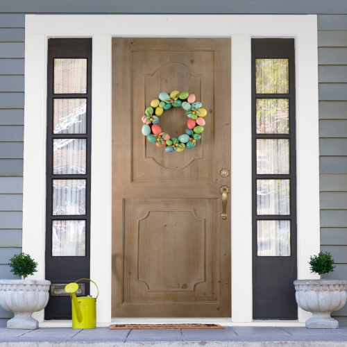 Colorful Easter Egg Wreath, 14-Inch, Unlit