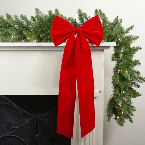 Décoration de Noël avec boucle en velours rouge à 4 boucles de 12 x 24 po