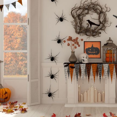 15.75" Black Jack O Lantern Silhouette Halloween Wall Hanging