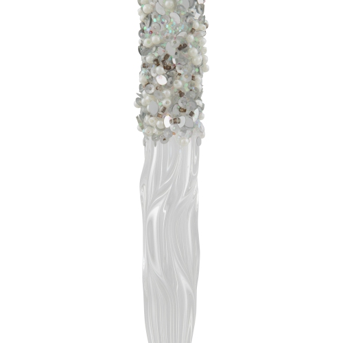 9" Clear Glass Sequined and Beaded Icicle Christmas Ornament