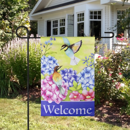 Welcome Floral Hummingbird Outdoor Garden Flag 12.5" x 18"