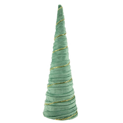 NORTHLIGHT  11.5" Fabric With Gold Garland Christmas Cone Tree In Green