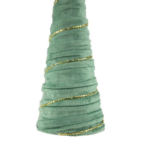 11.5" Green Fabric with Gold Garland Christmas Cone Tree