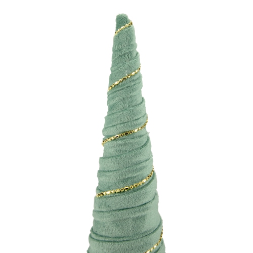 11.5" Green Fabric with Gold Garland Christmas Cone Tree