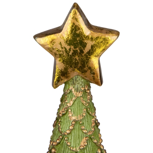 23" Green Christmas Tree Cone on Pedestal with Star Topper Tabletop Decor