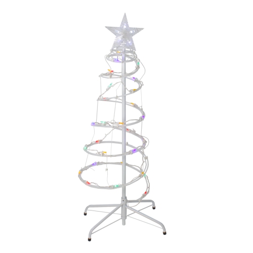 NORTHLIGHT  Set Of 2 Multi-Color Led Lighted Spiral Cone Tree Outdoor Christmas Decorations - 48"
