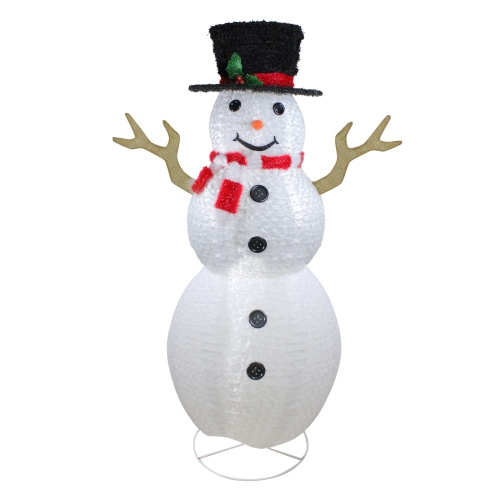 NORTHLIGHT  6' Pre-Lit Chenille Swirl Large Snowman With Top Hat Christmas Outdoor Decoration