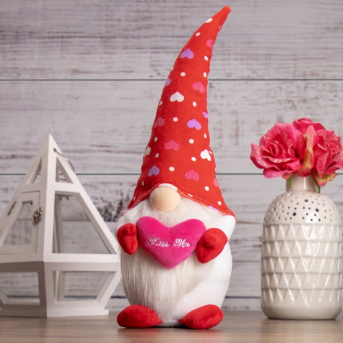 16" Red Hearts Kiss Me Valentine's Day Gnome