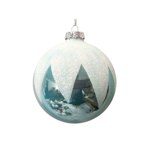 NORTHLIGHT  4" And White Glass Ball Christmas Ornaments In Blue