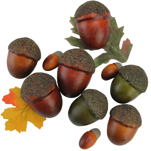 NORTHLIGHT  10-Piece Autumn Harvest Artificial Acorns And Maple Leaves Decoration Set