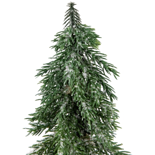 13.75" Frosted Icy Pine Tree with Jute Base Christmas Decoration