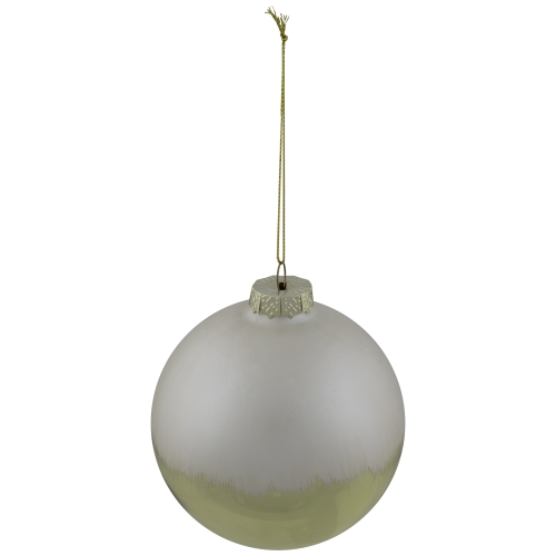 Boule de Noël en verre doré et blanc brossé de 3.5 po