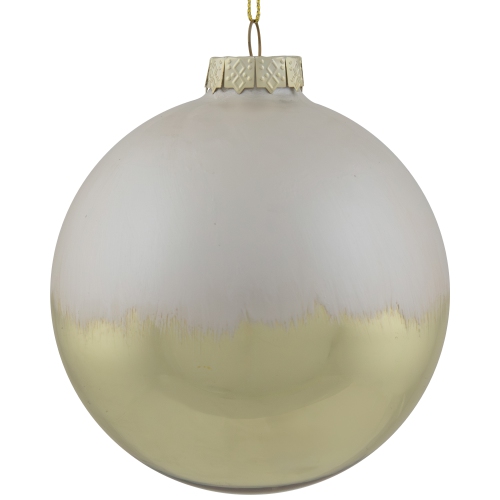 Boule de Noël en verre doré et blanc brossé de 3.5 po