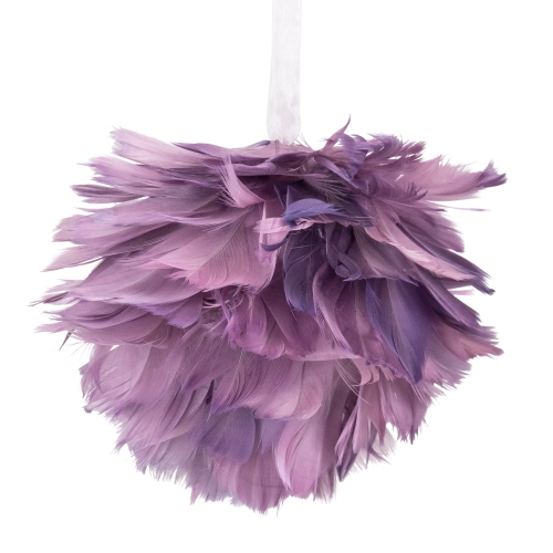 5.5" Layered Purple Feather Christmas Ball Ornament