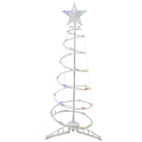 NORTHLIGHT  3Ft Led Lighted Spiral Cone Tree Outdoor Christmas Decoration, Multi Lights