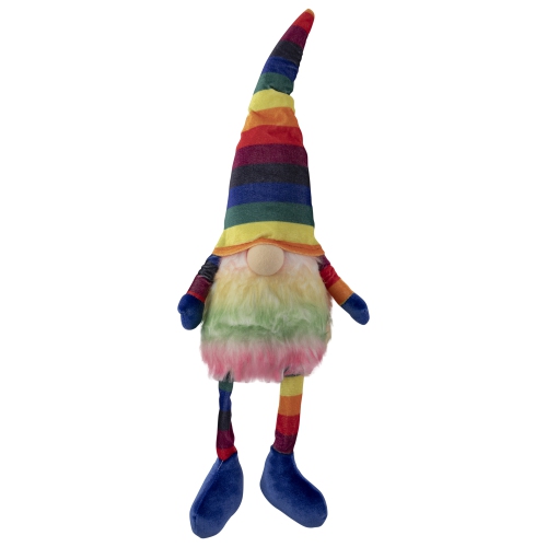 20" Bright Striped Rainbow Springtime Gnome with Dangling Legs