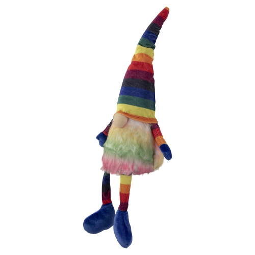 20" Bright Striped Rainbow Springtime Gnome with Dangling Legs