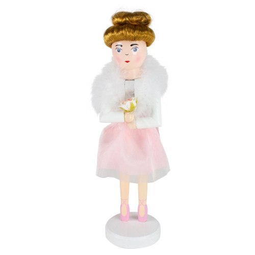 NORTHLIGHT  14" Wooden Christmas Nutcracker Ballerina In Pink