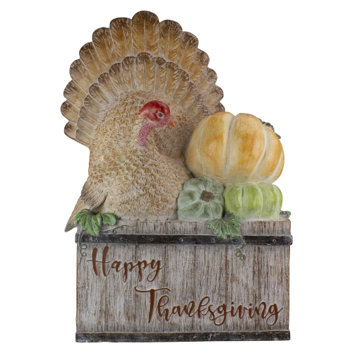 NORTHLIGHT  20.25" Turkey And Pumpkins 'happy Thanksgiving' Decoration