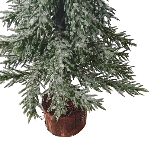 7.5" Frosted Icy Pine Tree with Jute Base Christmas Decoration