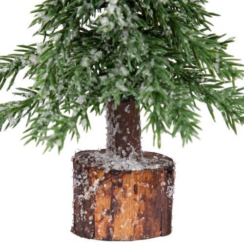 7.5" Frosted Icy Pine Tree with Jute Base Christmas Decoration