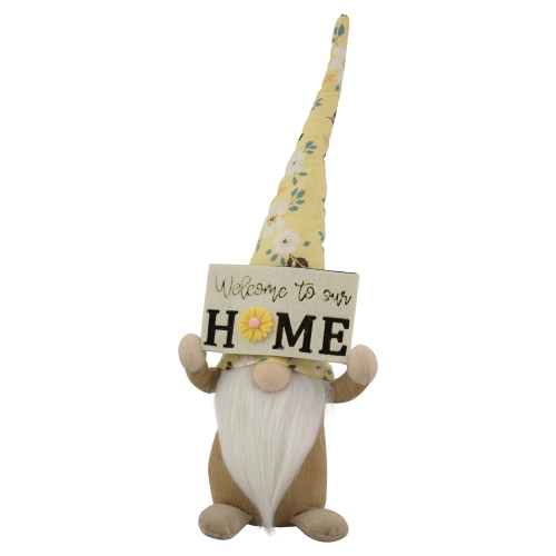 NORTHLIGHT  15.25" Spring Sunflower Hat Gnome With Home Sign