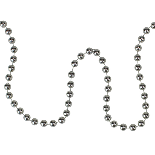 15' x 0.25" Shiny Silver Beaded Christmas Garland - Unlit