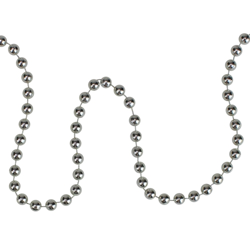 15' x 0.25" Shiny Silver Beaded Christmas Garland - Unlit