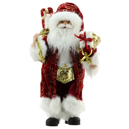 NORTHLIGHT  16" And Gold Filigree Santa Claus With Gifts Christmas Figurine In Red