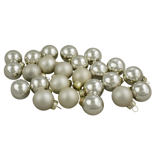 NORTHLIGHT  24Ct Shiny And Matte Champagne Glass Ball Christmas Ornaments 1" (25Mm) In Gold