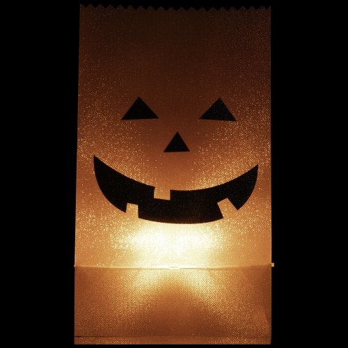 Set of 3 Jack-O-Lantern Halloween Luminary Pathway Markers - 5ft Black Wire