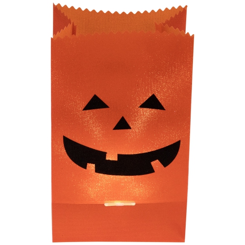 Set of 3 Jack-O-Lantern Halloween Luminary Pathway Markers - 5ft Black Wire