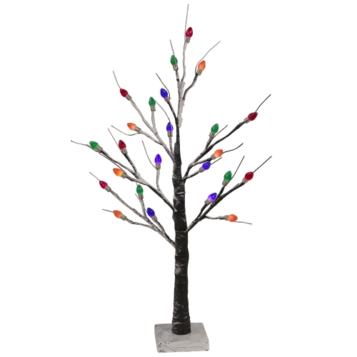 NORTHLIGHT  24" Led Lighted Frosted Artificial Christmas Tree - Multi-Color Lights In Black