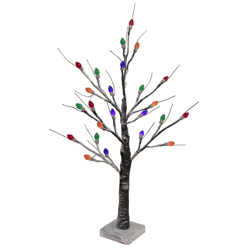 24" LED Lighted Black Frosted Artificial Christmas Tree - Multi-Color lights