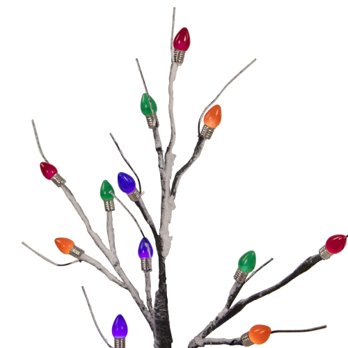 24" LED Lighted Black Frosted Artificial Christmas Tree - Multi-Color lights